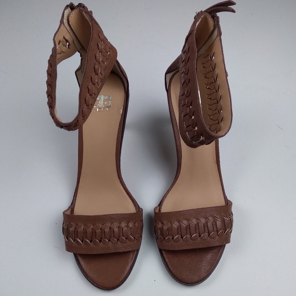 Joe's jeans ankle strap 3 in.heels size 7.5  medium  brown /tan leather. - Picture 1 of 9